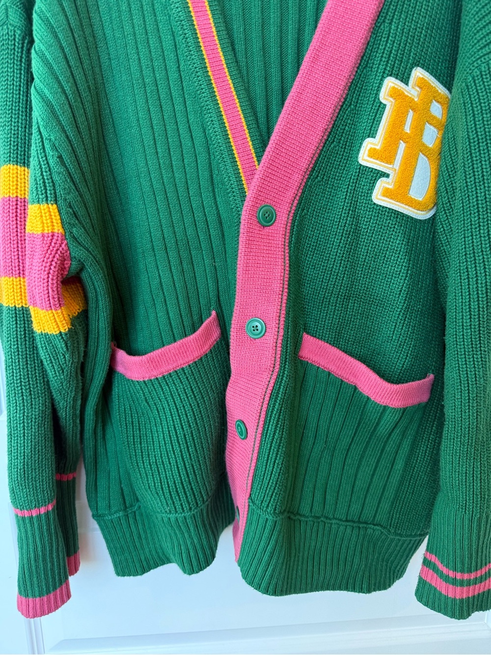 BANANA REPUBLIC ATHLETICS Varsity Cardigan
Sweater Green Pink - Picture 7 of 9